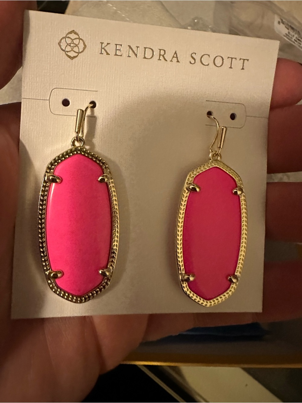 Kendra Scott Pink Gold Elle Drop Earrings- New